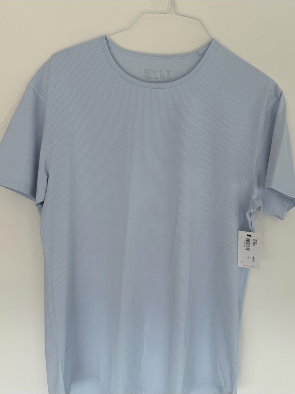 BYLT Men’s Drop-Cut: LARGE Pulse T Shirt Light Blue